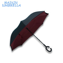Ветрозащитный Оптовая 190t Эпонж двойной слой руками бесплатно C ручка с логотипом печать пользовательские перевернутый Обратный зонтик вверх ногами